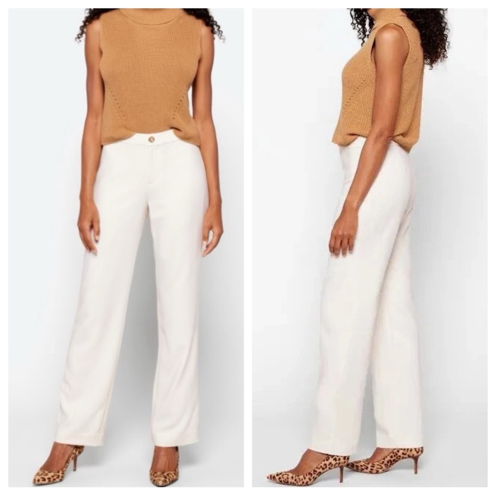 Lilly Pulitzer High Rise Wide Straight Leg Lyndie Trouser Pants Coconut Cream